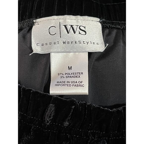 Casual Workstyle Vintage Black Size Medium Elastic Waist Velvety Long Skirt Slit - Picture 3 of 6